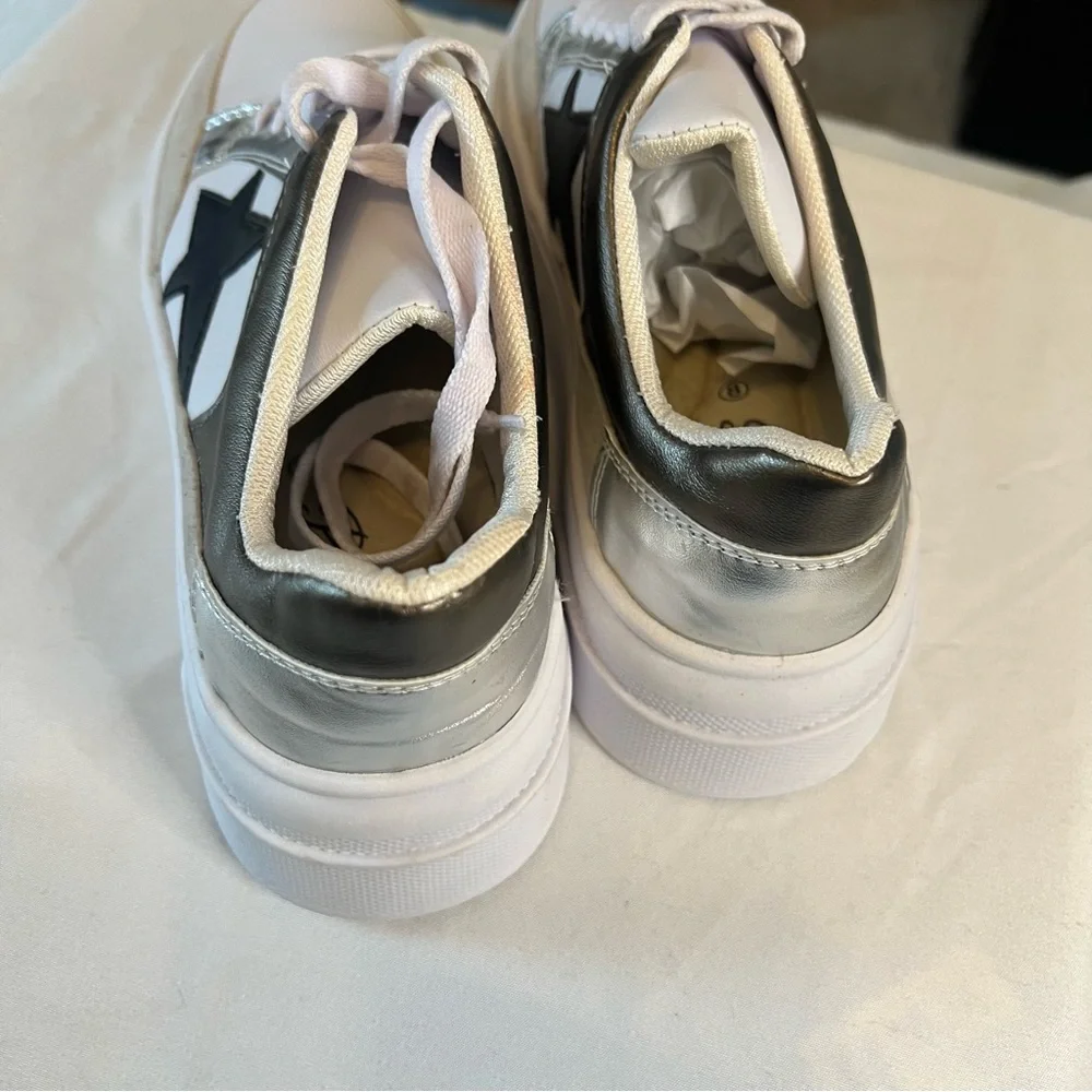 Pink Lily White and Gold Star Platform Sneakers NWOT